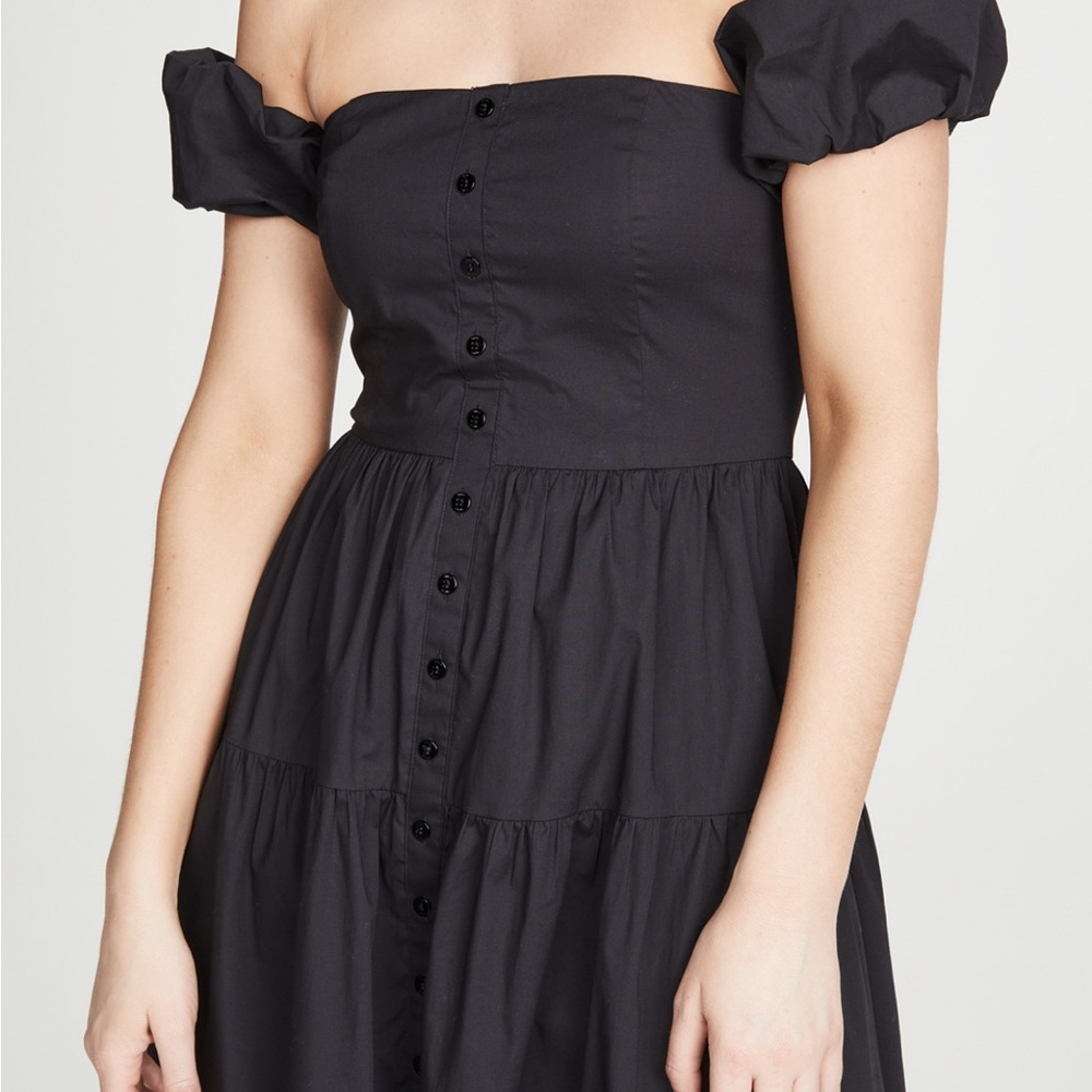 STAUD Black Strapless Elio Dress